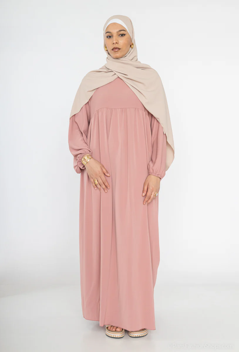 Abaya longue en soie de Médine REF: RO2379PK - légère, fluide et confortable – Image 2