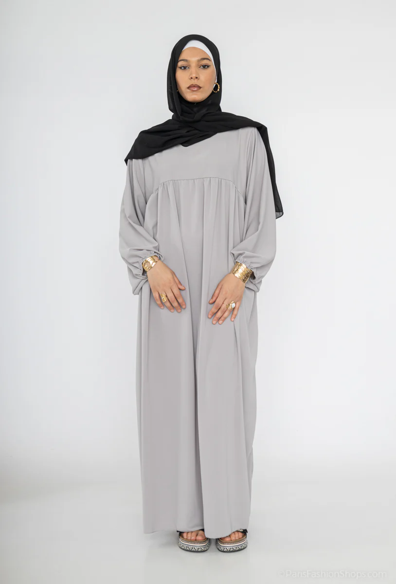 Abaya longue en soie de Médine REF: RO2379PK - légère, fluide et confortable – Image 3
