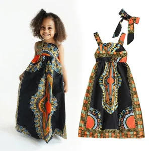 Vêtements africains pour enfants, mode Dashiki, robe africaine pour bébé fille, vêtements en bazin riche, robes africaines sans manches pour filles