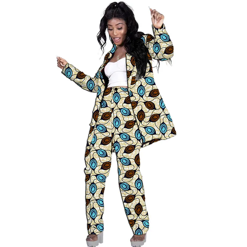 Blazers allongés style Ankara pour femmes avec pantalon, costumes de mariage/fête sur mesure, design original, imprimé africain, tenues féminines – Image 8