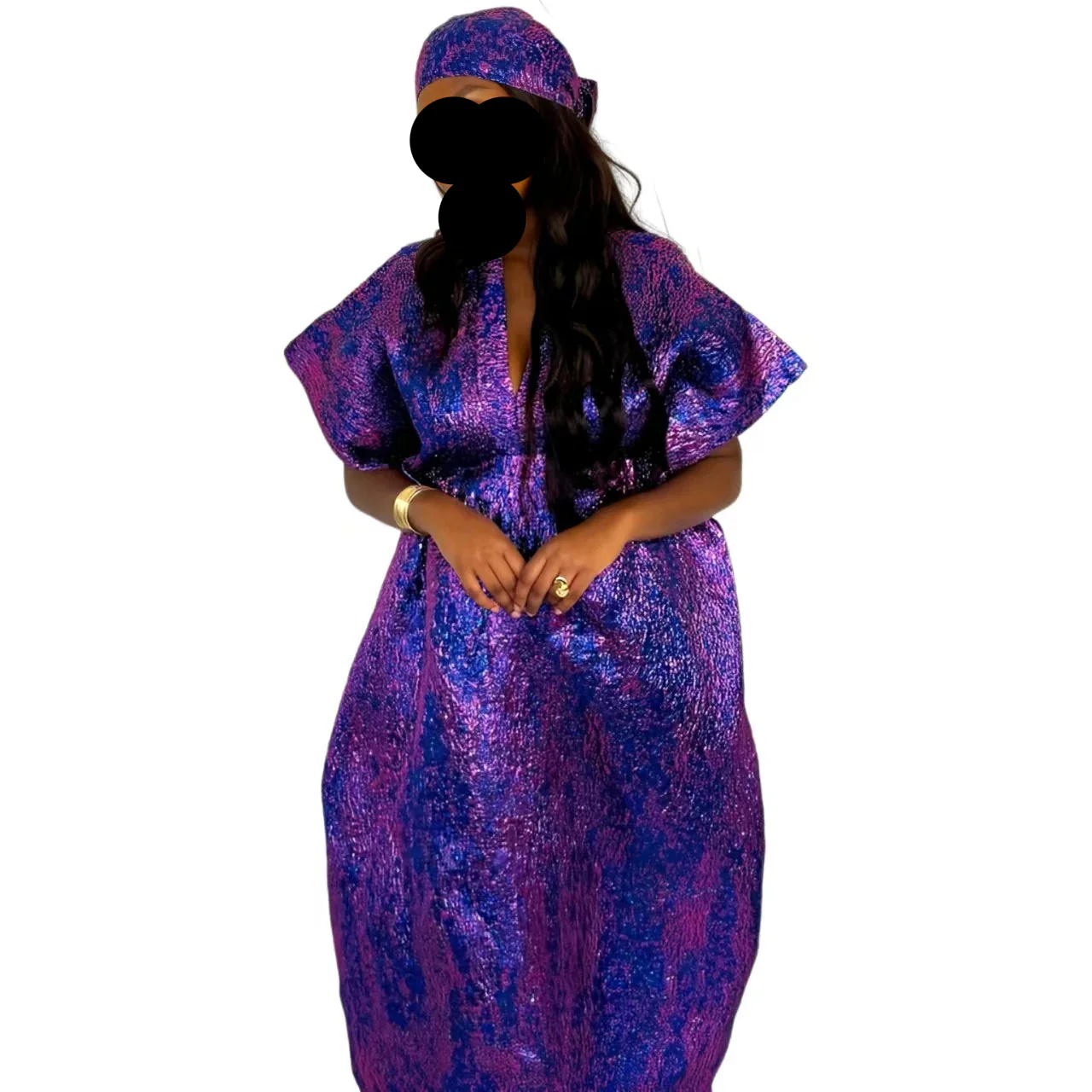 Robe africaine grande taille pour femme, longue robe traditionnelle africaine brodée avec foulard, boubou pour invité de mariage, cérémonie – Image 6
