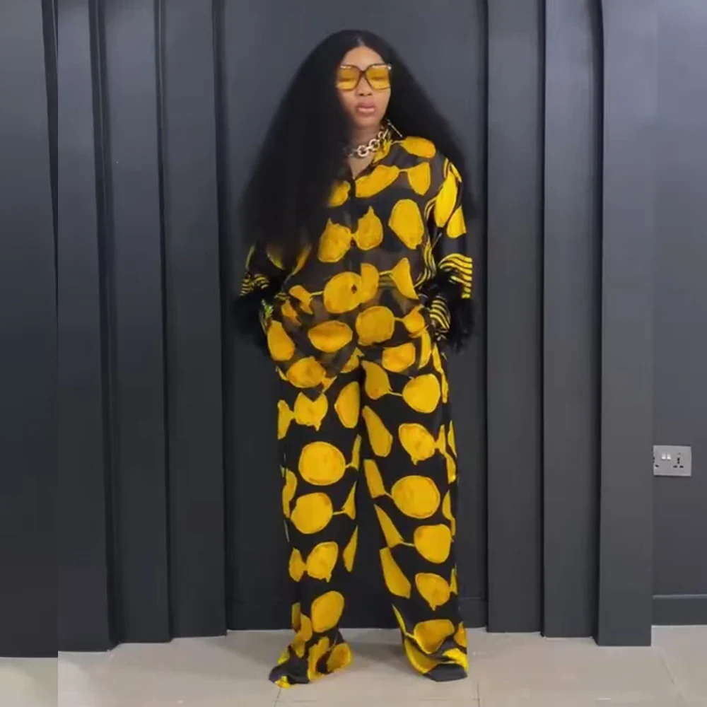 Ensemble deux pièces pour femme, haut imprimé africain, pantalon large, mode élégante, décontracté, vacances, fête, printemps et été – Image 4