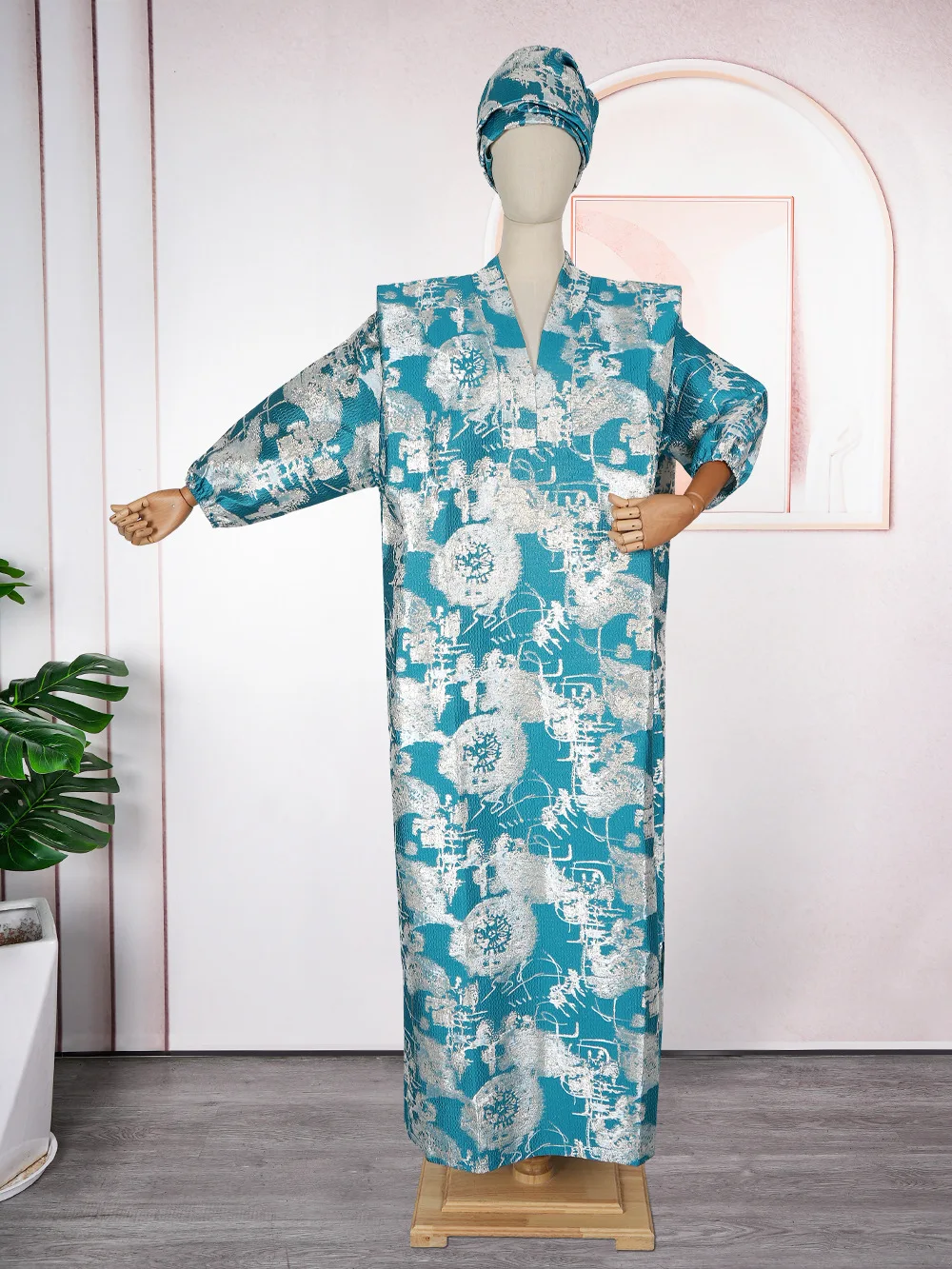 Vêtements traditionnels africains pour mariage traditionnel, robe longue avec foulard, hijab pour femmes, ensemble Dashiki Ankara, caftan, abayas, robe de fête, robe imprimée – Image 7