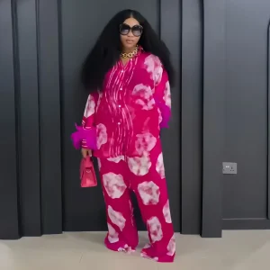 Ensemble deux pièces pour femme, haut imprimé africain, pantalon large, mode élégante, décontracté, vacances, fête, printemps et été