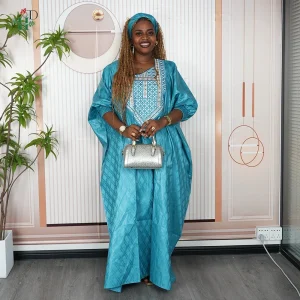 Nouvelle tenue traditionnelle africaine pour femmes, broderie Bazin Riche, robe Ankara quotidienne, Dashiki, Agbada vert, robe de soirée de mariage