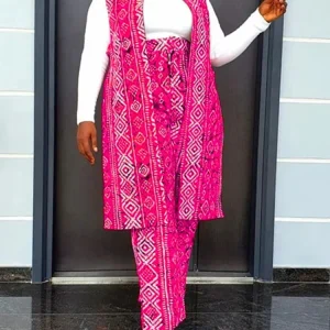 Ensemble pantalon large élégant pour femme, haut vintage sans manches, imprimé bohème, deux pièces