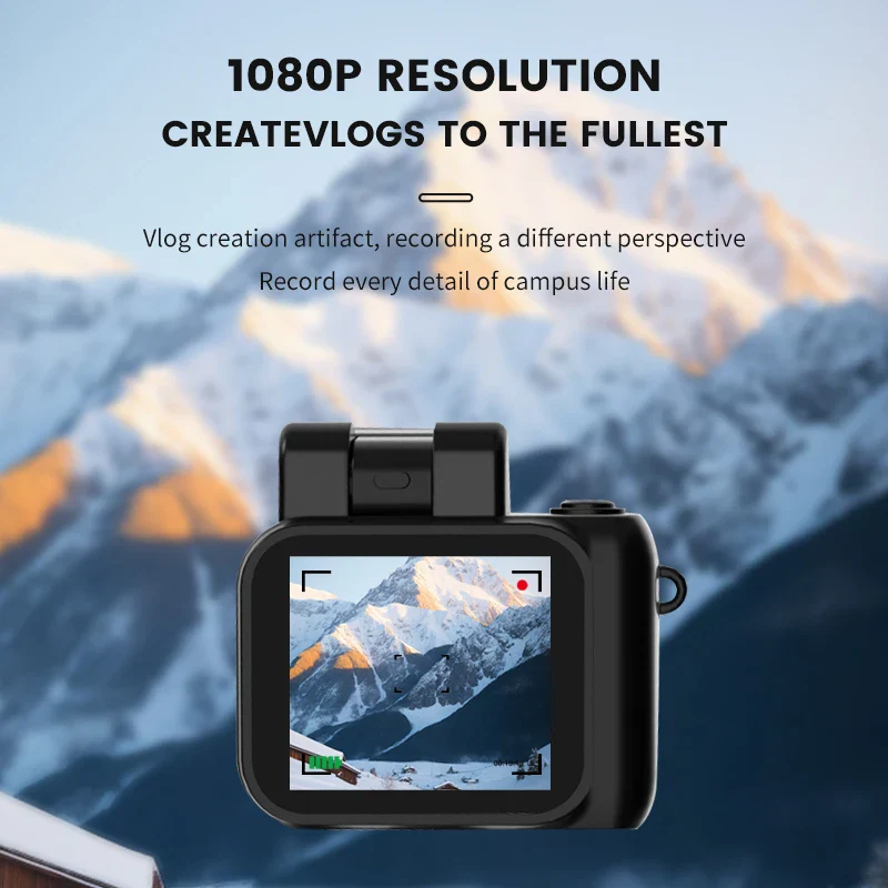 Mini caméra avec écran HD 1080p, appareil photo rétro ultra compact avec flash et station d'accueil pour batterie. Caméra de poche, petite caméra – Image 6