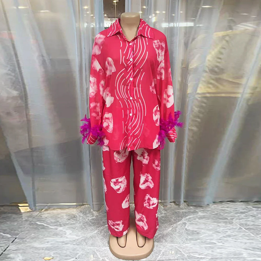 Ensemble deux pièces pour femme, haut imprimé africain, pantalon large, mode élégante, décontracté, vacances, fête, printemps et été – Image 5