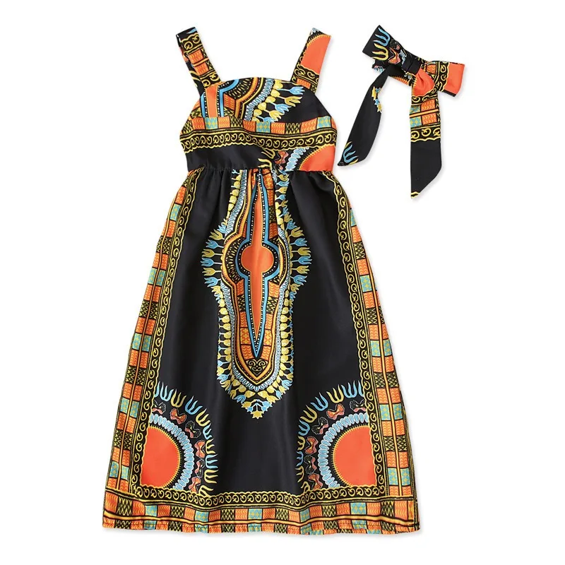 Vêtements africains pour enfants, mode Dashiki, robe africaine pour bébé fille, vêtements en bazin riche, robes africaines sans manches pour filles – Image 5