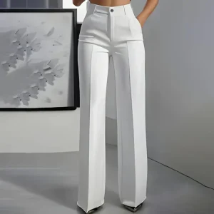 Pantalon Femme Taille Haute à Coupe Droite Tailleur