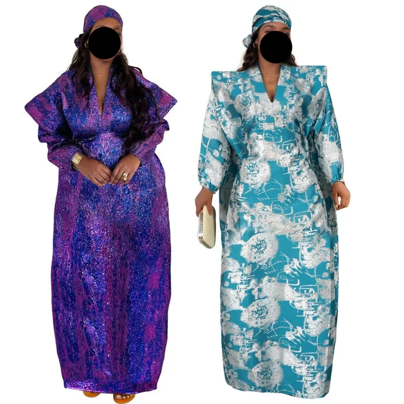 Vêtements traditionnels africains pour mariage traditionnel, robe longue avec foulard, hijab pour femmes, ensemble Dashiki Ankara, caftan, abayas, robe de fête, robe imprimée