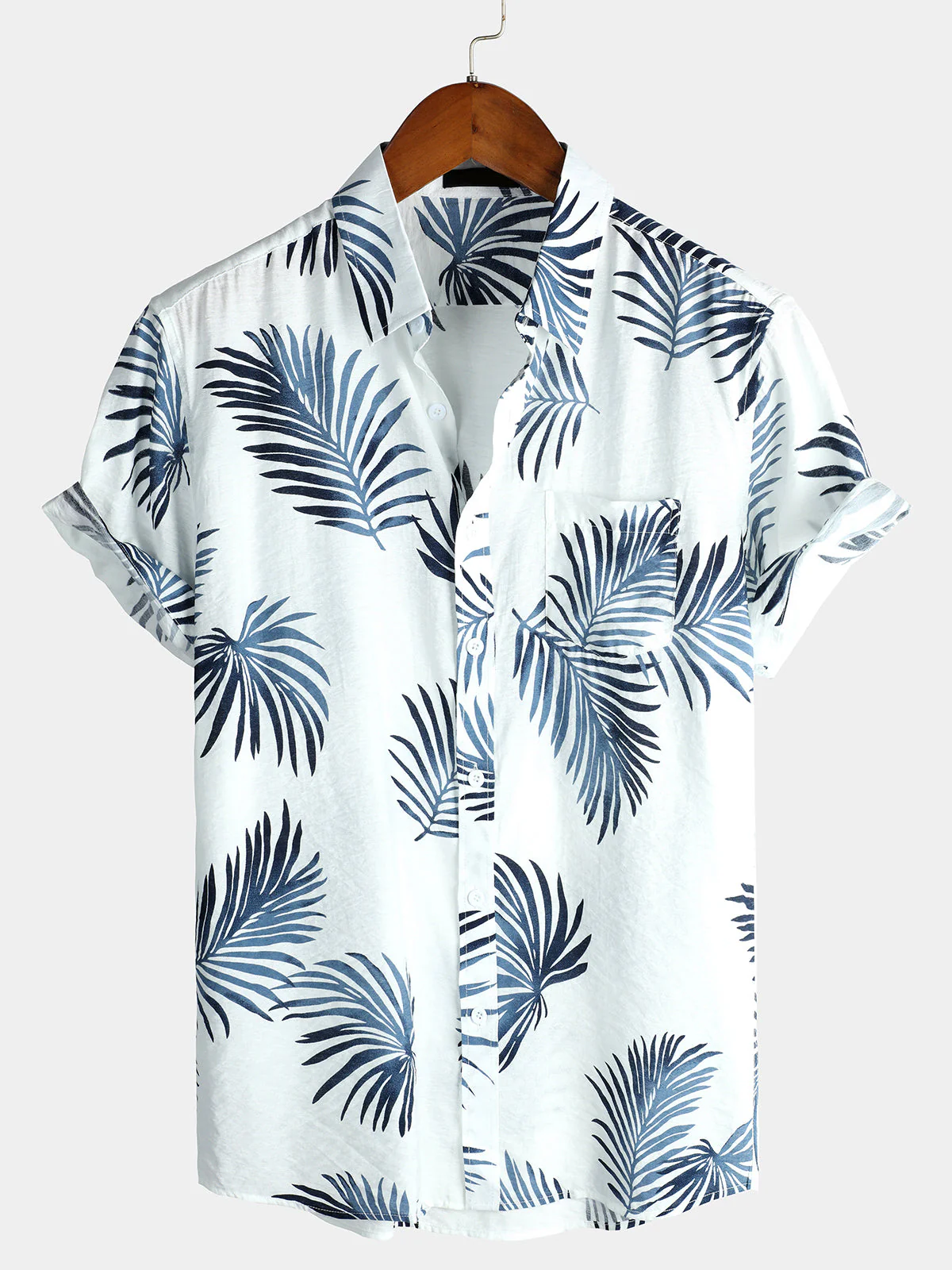 Chemise à manches courtes à fleurs blanches pour hommes Hawaii – Image 2