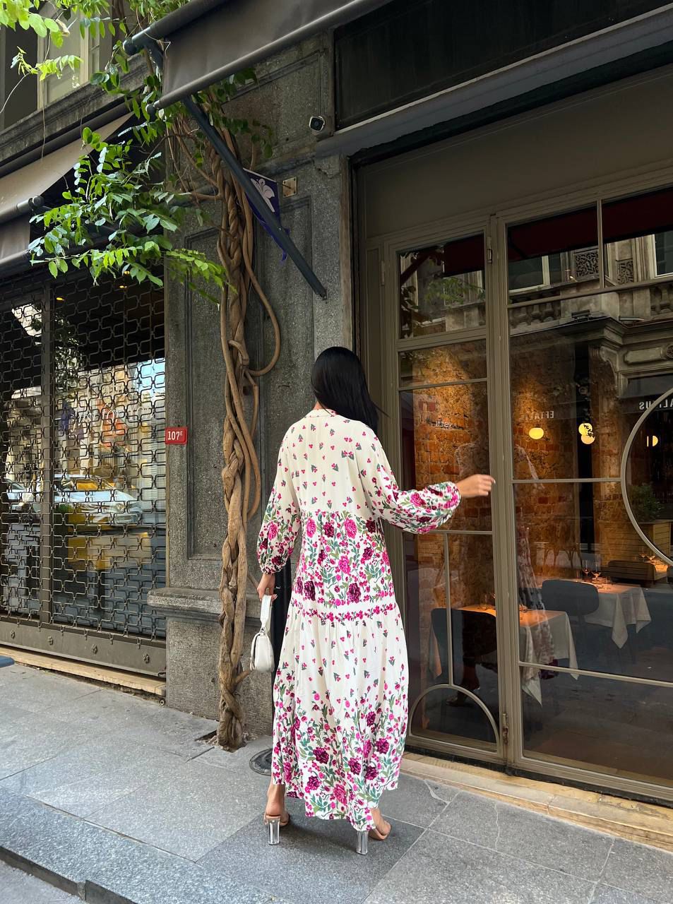 Robe longue pour femmes imprimé floral rose vibrant – Image 6