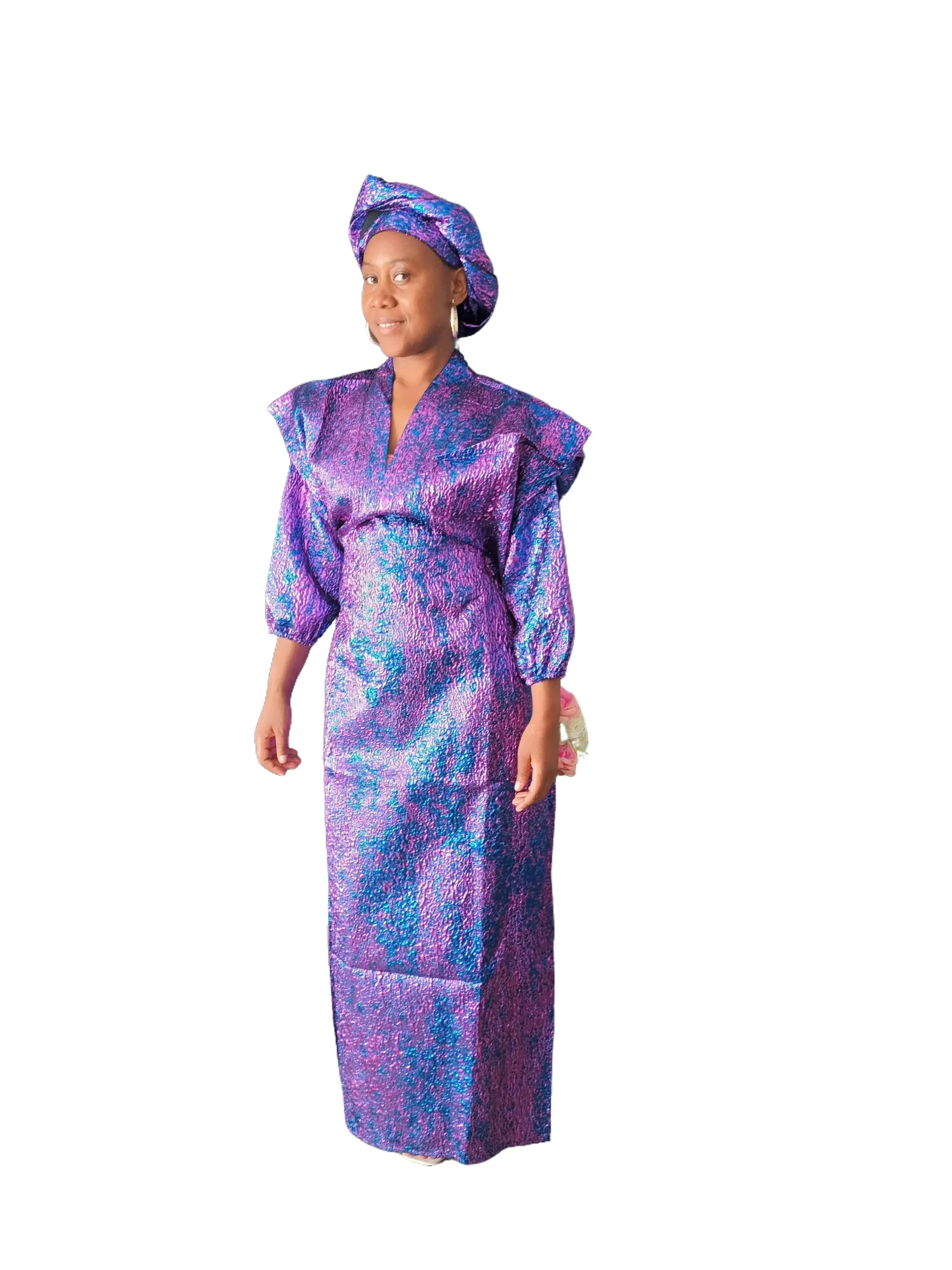 Vêtements traditionnels africains pour mariage traditionnel, robe longue avec foulard, hijab pour femmes, ensemble Dashiki Ankara, caftan, abayas, robe de fête, robe imprimée – Image 9