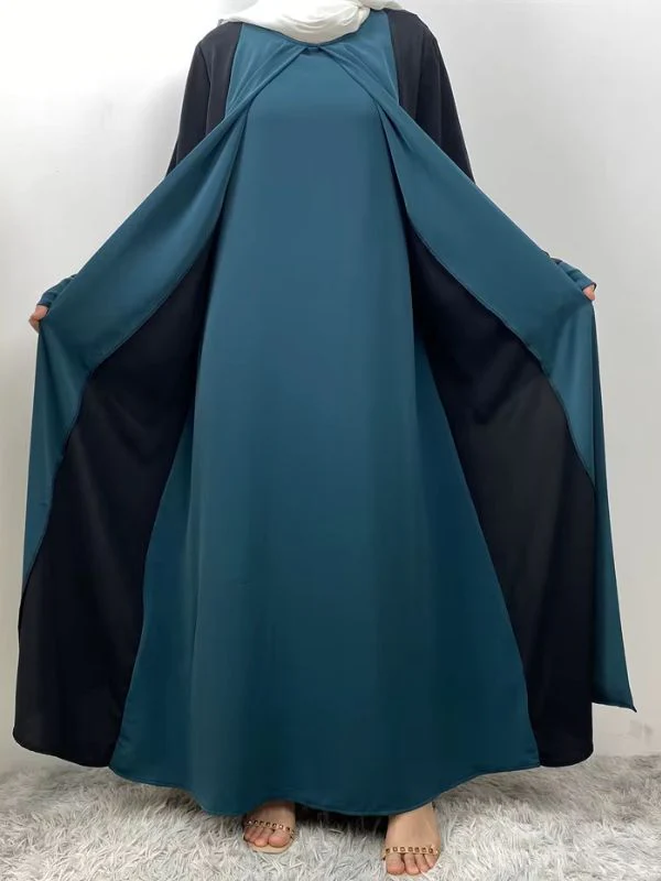 Abaya dubai kimono bleu émeraude – Image 2