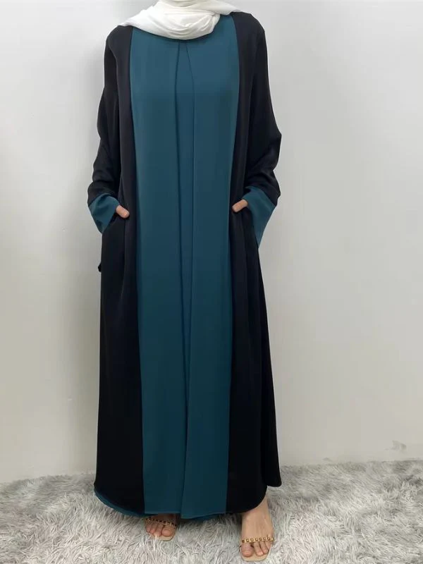 Abaya dubai kimono bleu émeraude – Image 3