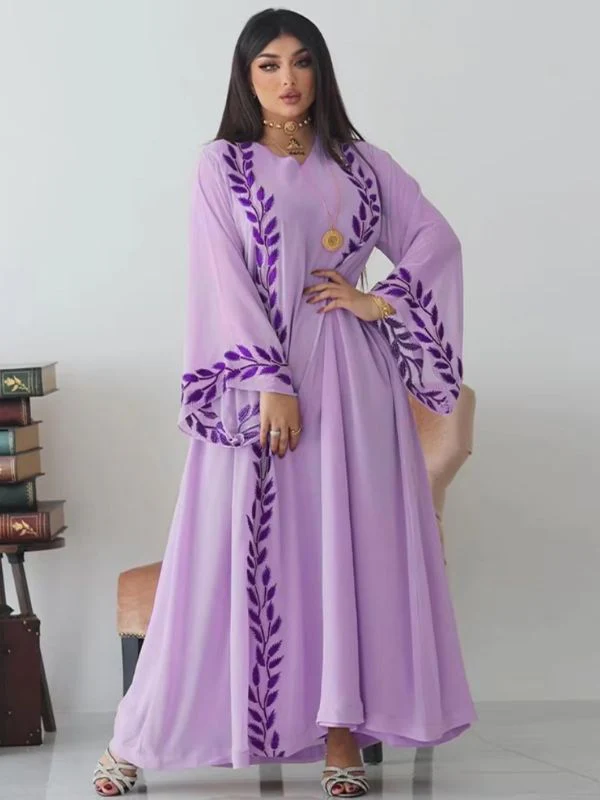 Abaya dubai kimono lilas impérial