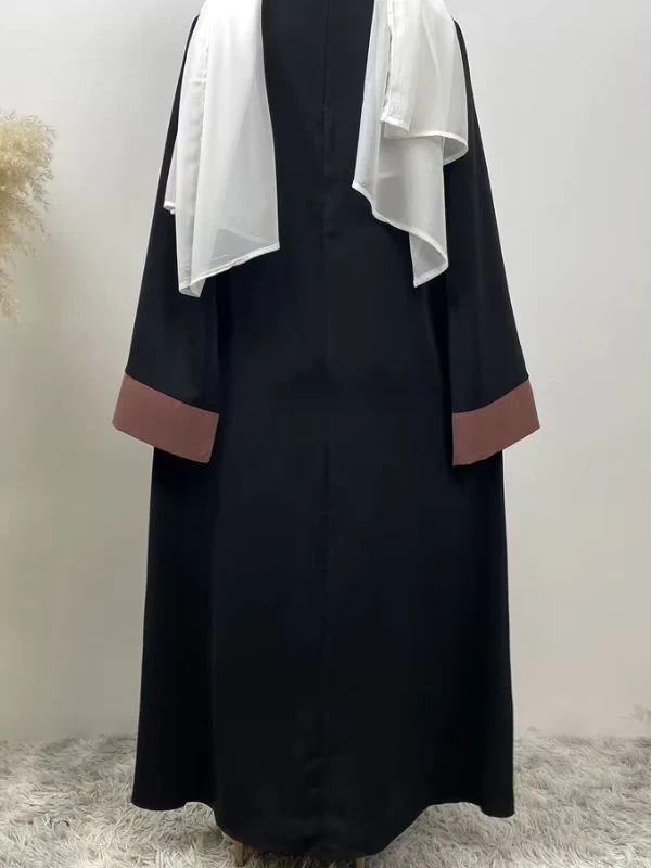 Abaya dubai kimono noir et rose poudré – Image 5