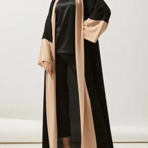 Abaya dubai kimono noire et beige