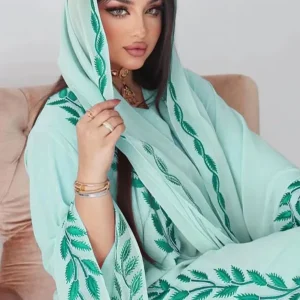 Abaya dubai kimono vert turquoise