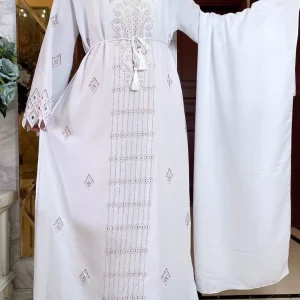 Abaya dubai luxe blanc opale