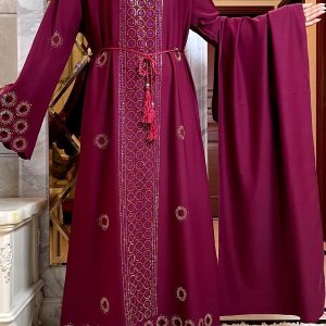 Abaya dubai luxe grenat impérial