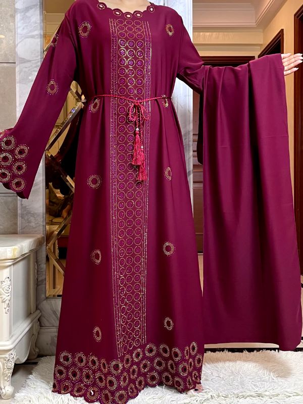 Abaya dubai luxe grenat impérial – Image 2