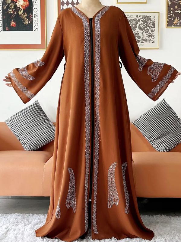 Abaya dubai luxe marron épicé