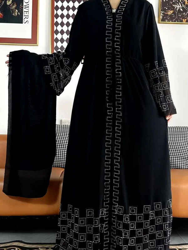 Abaya dubai luxe noir ébène
