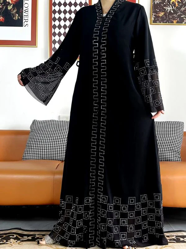Abaya dubai luxe noir ébène – Image 3