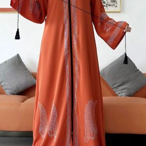 Abaya dubai luxe orange brûlé
