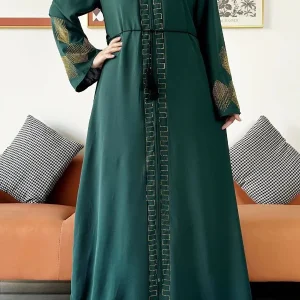 Abaya dubai luxe vert émeraude