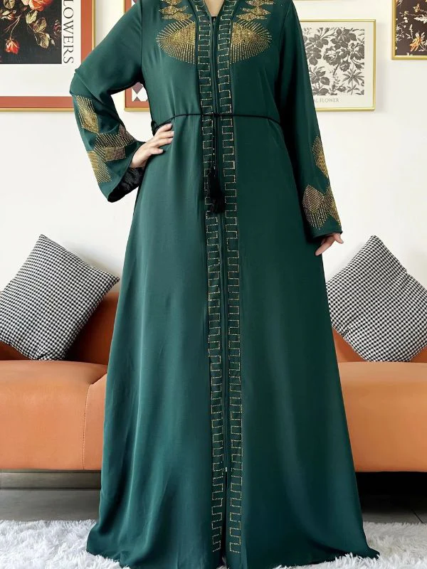Abaya dubai luxe vert émeraude