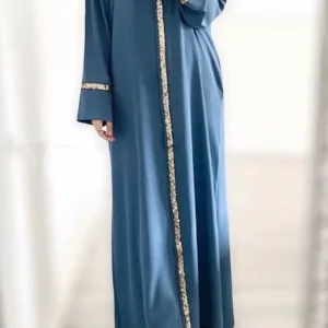 Abaya dubai urbaine bleu minéral