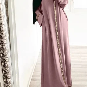 Abaya dubai urbaine rose figue