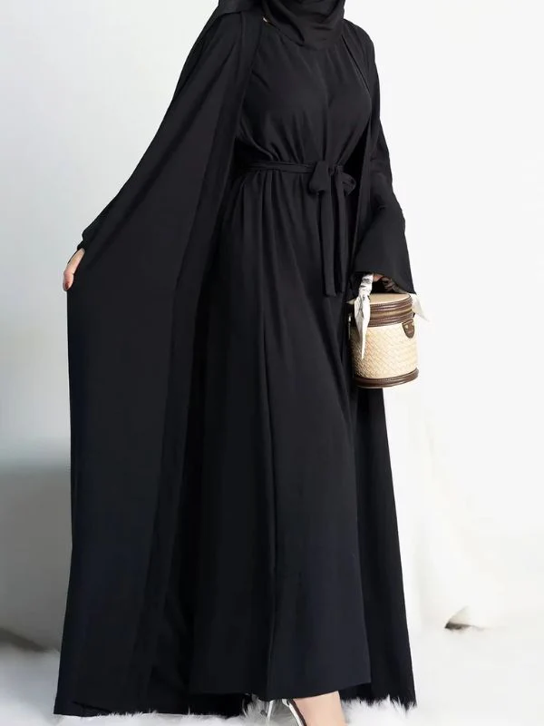 Abaya Kimono 2 pièces "Noire" – Image 3