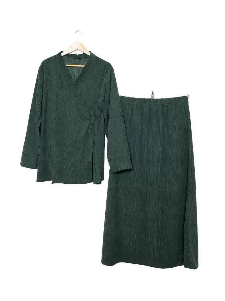 Ensemble côtelé pour l'hiver : 2385-ju-Côtèle Ensemble Côtelé pour l’Hiver avec jupe côtelé chic et chaleureux – Image 8