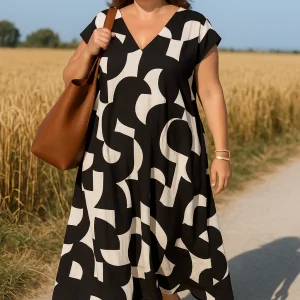 CHARLOTTE | Robe Flatteuse à Motif Abstrait