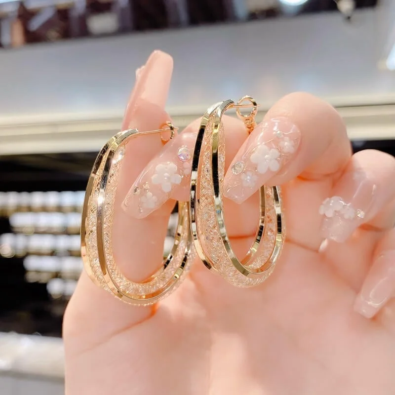 Boucles d’oreilles créoles ovales en maille tressée pour femme en argent sterling 925 – Image 3