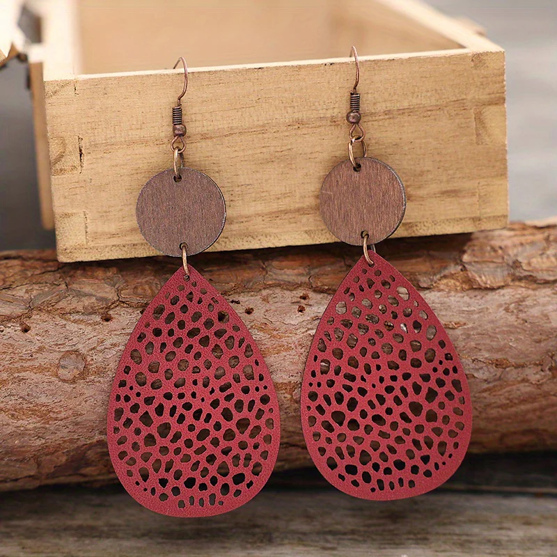Boucles d'oreilles en PU Vintage – Légères, Élégantes & Polyvalentes. – Image 9