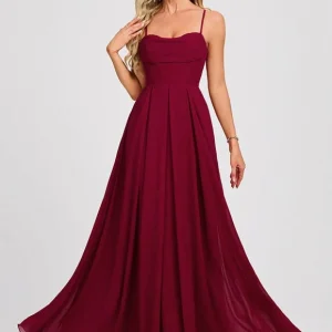 Robe Bal Élégante Bordeaux Fluide