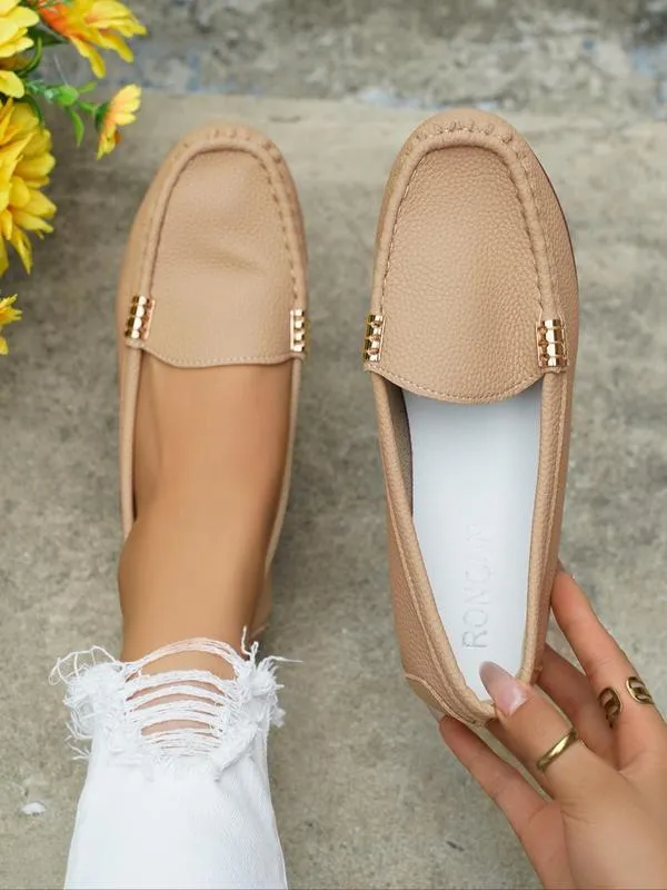 Mocassins plats confort pour femme avec chaîne métallique – Image 3