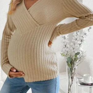 Beaumama pulls grossesse élégant casual tous les jours rayé épissage moulante femme enceinte