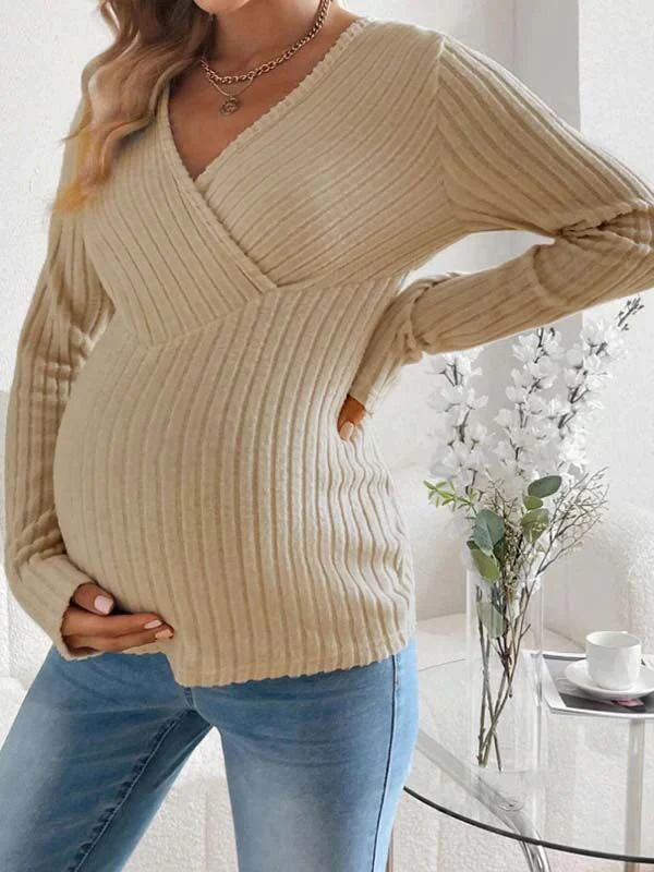 Beaumama pulls grossesse élégant casual tous les jours rayé épissage moulante femme enceinte – Image 2
