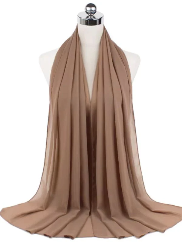 Hijab en mousseline brun sable
