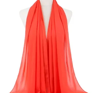 Hijab en mousseline corail