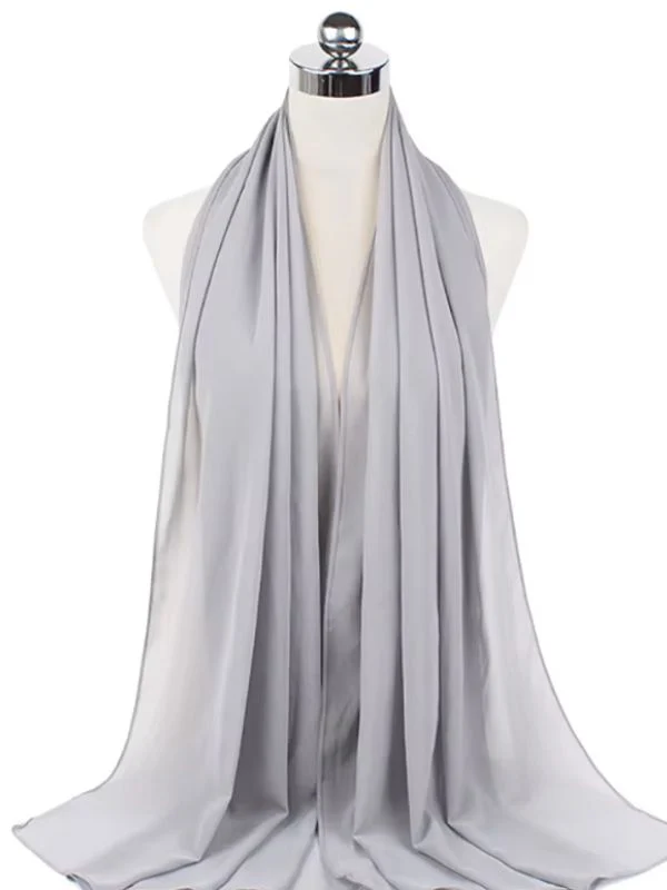 Hijab en mousseline gris perle – Image 2