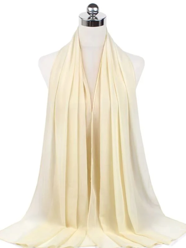 Hijab en mousseline ivoire doux – Image 2