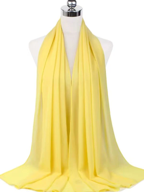 Hijab en mousseline jaune pastel – Image 2