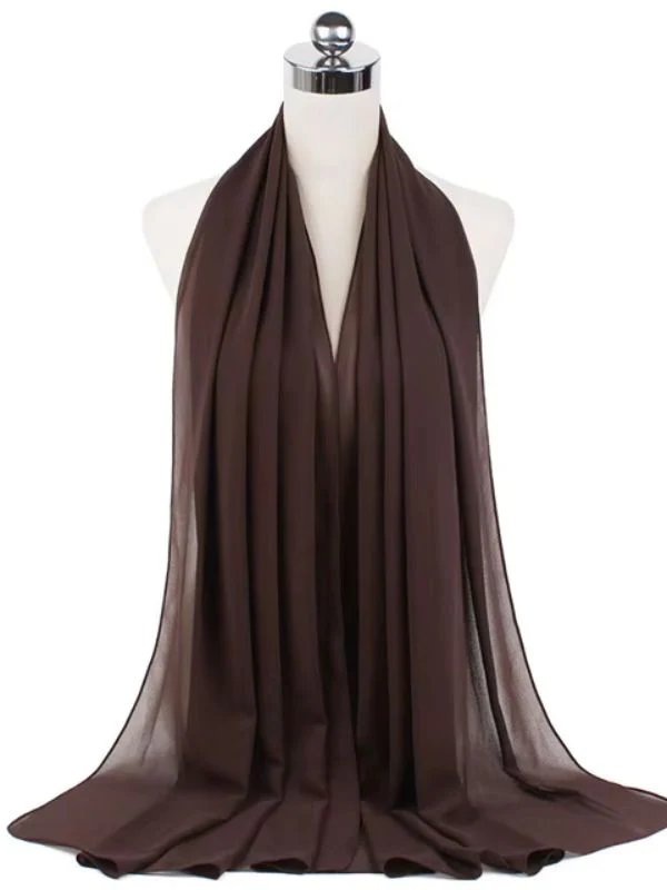 Hijab en mousseline marron – Image 2